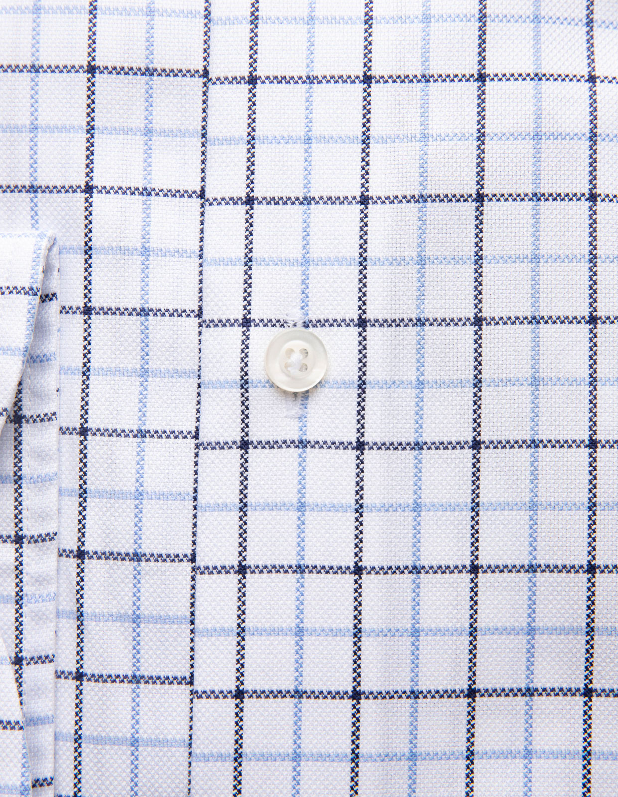 Slim Fit XLÄ Skjorta Button Down Bomull Tattersall Vit/Blå Ruta