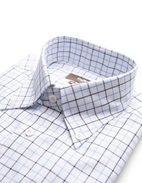 Regular Fit XLÄ Skjorta Button Down Oxford Tattersall Vit/Blå Ruta