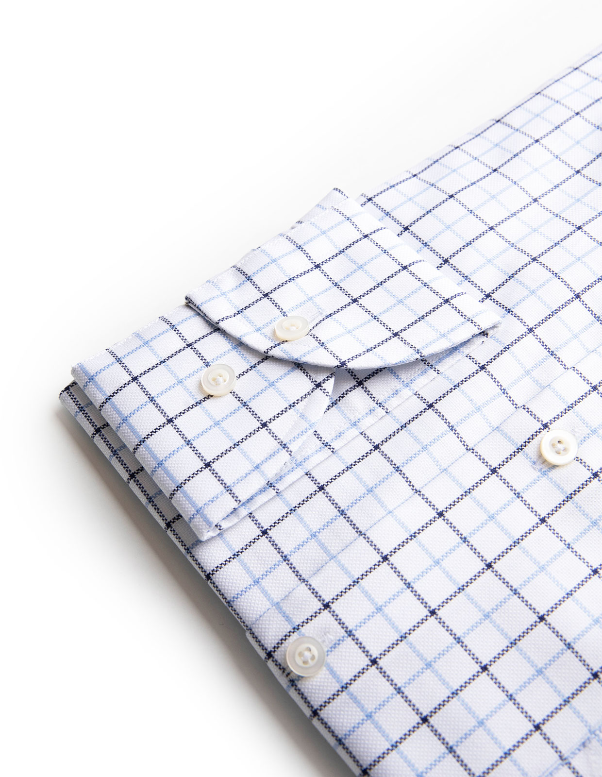 Regular Fit XLÄ Skjorta Button Down Oxford Tattersall Vit/Blå Ruta