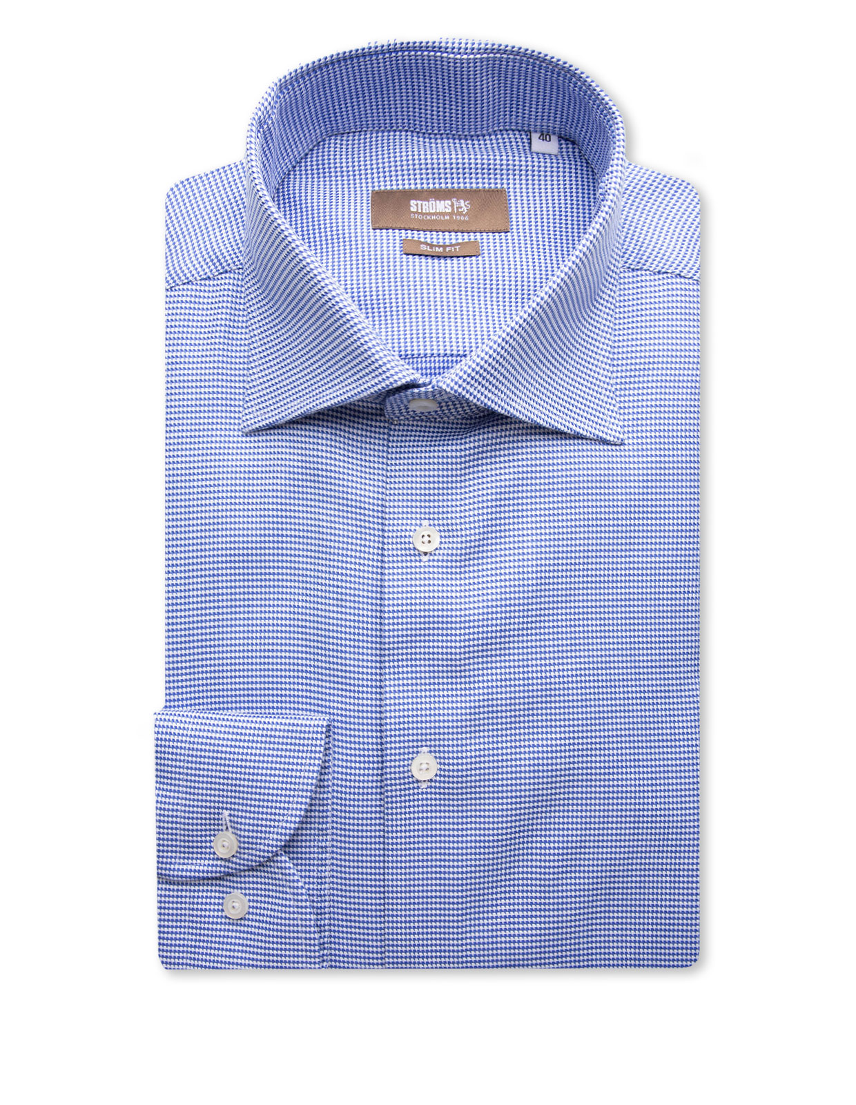 Slim Fit Skjorta Bomull Pepita Blå