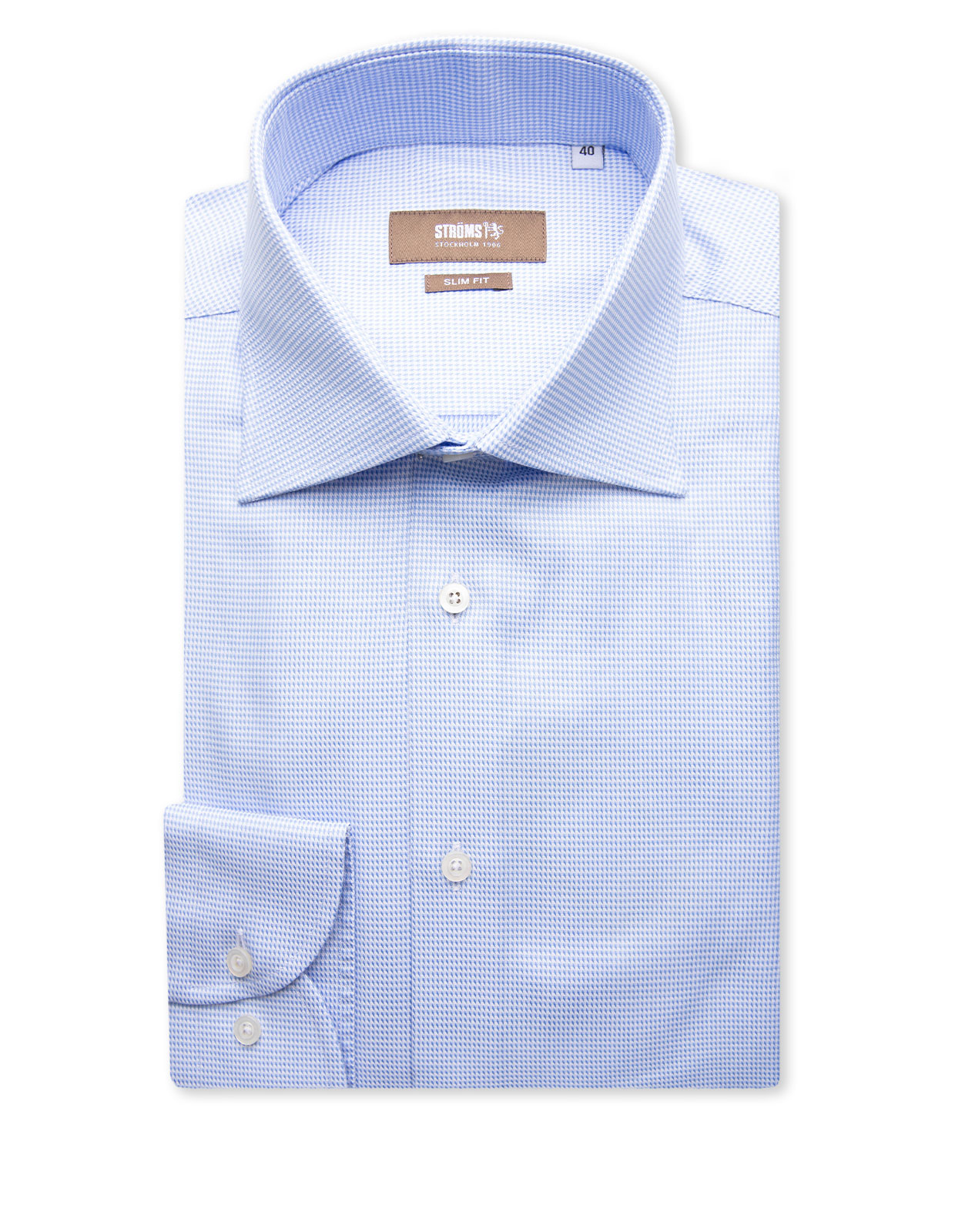 Slim Fit Skjorta Bomull Pepita Ljusblå