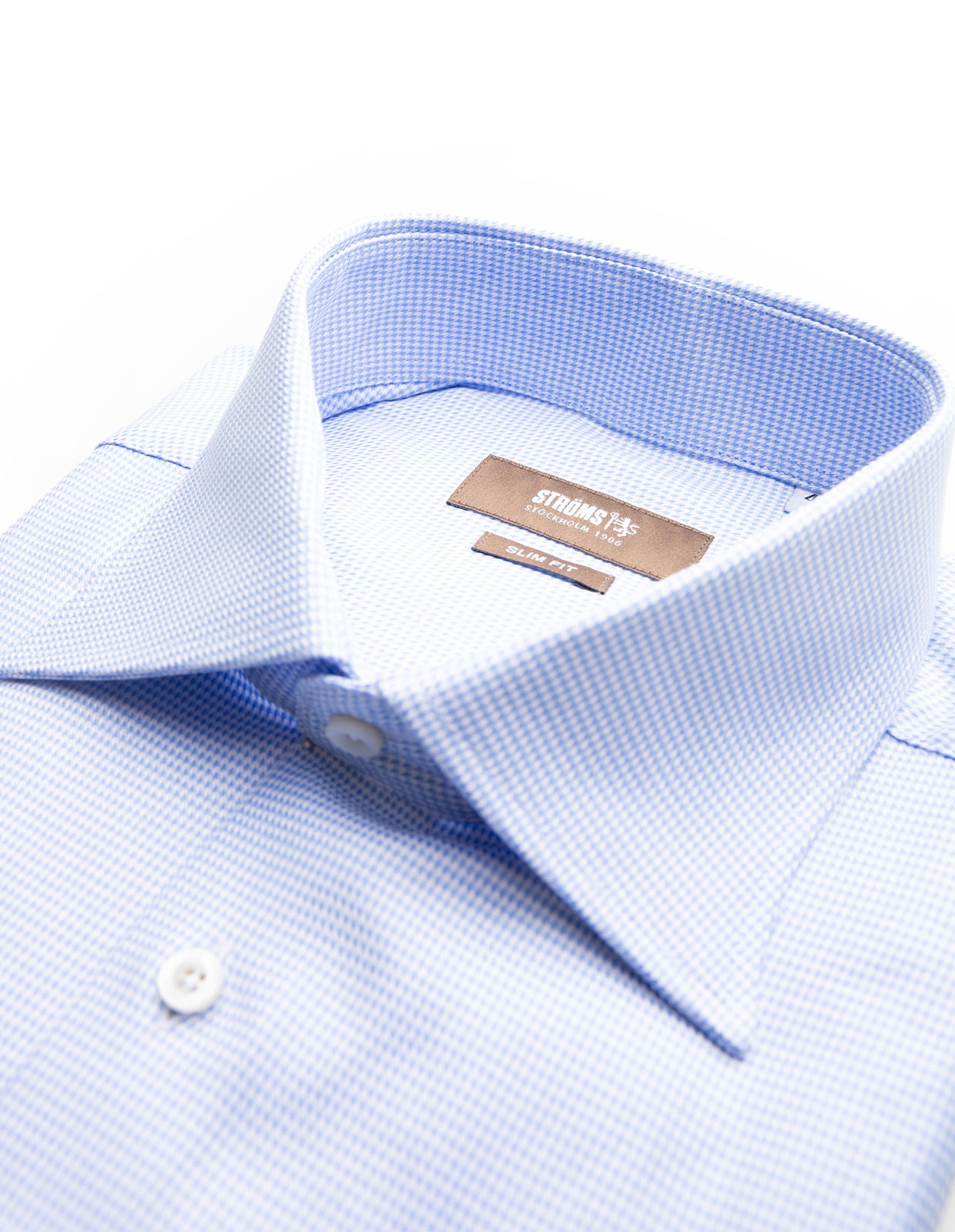 Slim Fit Skjorta Bomull Pepita Ljusblå
