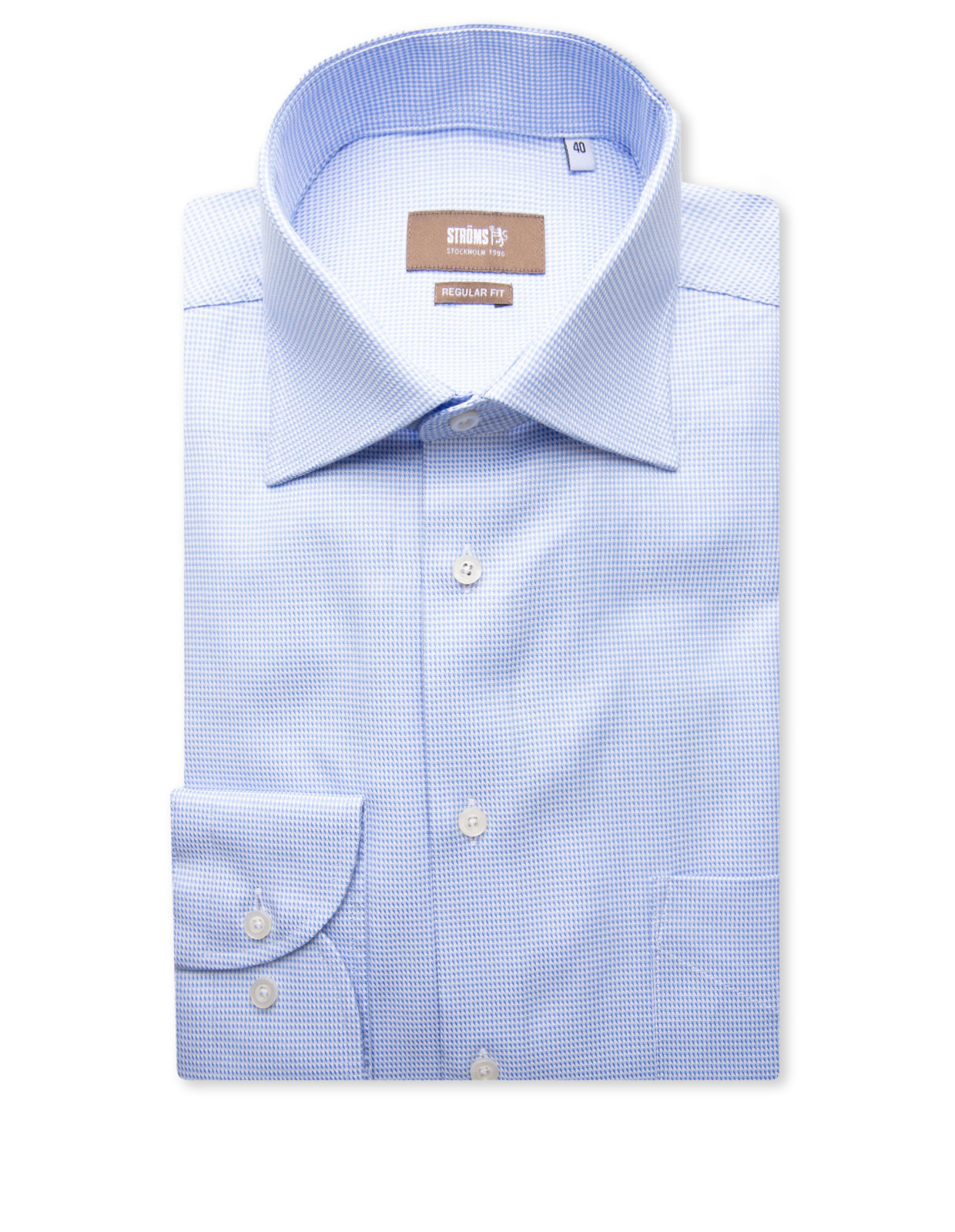 Regular Fit XLÄ Skjorta Bomull Pepita Ljusblå