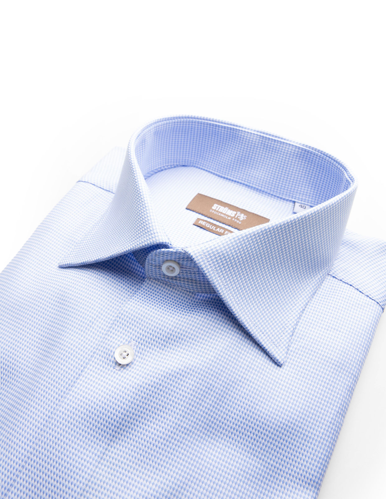 Regular Fit XLÄ Skjorta Bomull Pepita Ljusblå