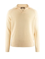 Sartorial Open Polo Långärmad Twisted Cotton Benvit