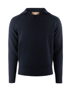Sartorial Open Polo Långärmad Twisted Cotton Navy