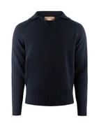 Sartorial Open Polo Långärmad Twisted Cotton Navy S