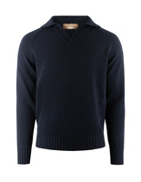 Sartorial Open Polo Långärmad Twisted Cotton Navy