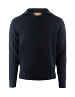 Sartorial Open Polo Långärmad Twisted Cotton Navy S