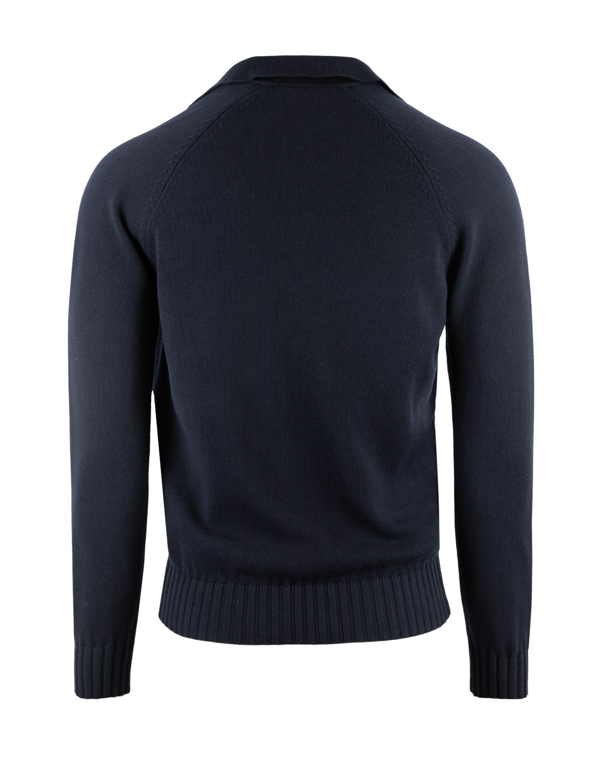 Sartorial Open Polo Långärmad Twisted Cotton Navy