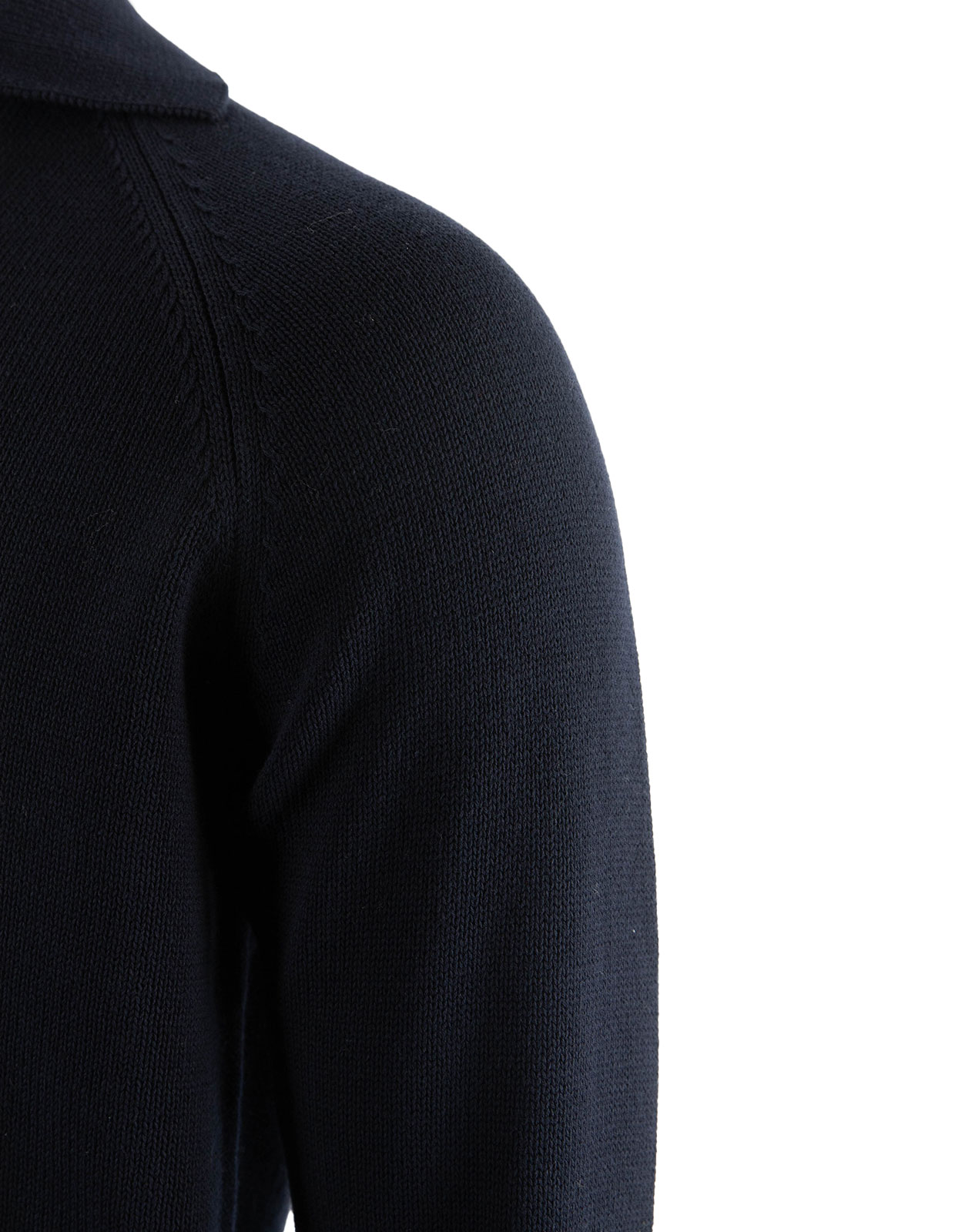 Sartorial Open Polo Långärmad Twisted Cotton Navy