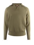 Sartorial Open Polo Långärmad Twisted Cotton Mossgrön