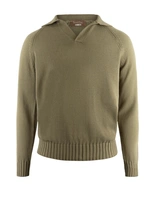 Sartorial Open Polo Långärmad Twisted Cotton Mossgrön