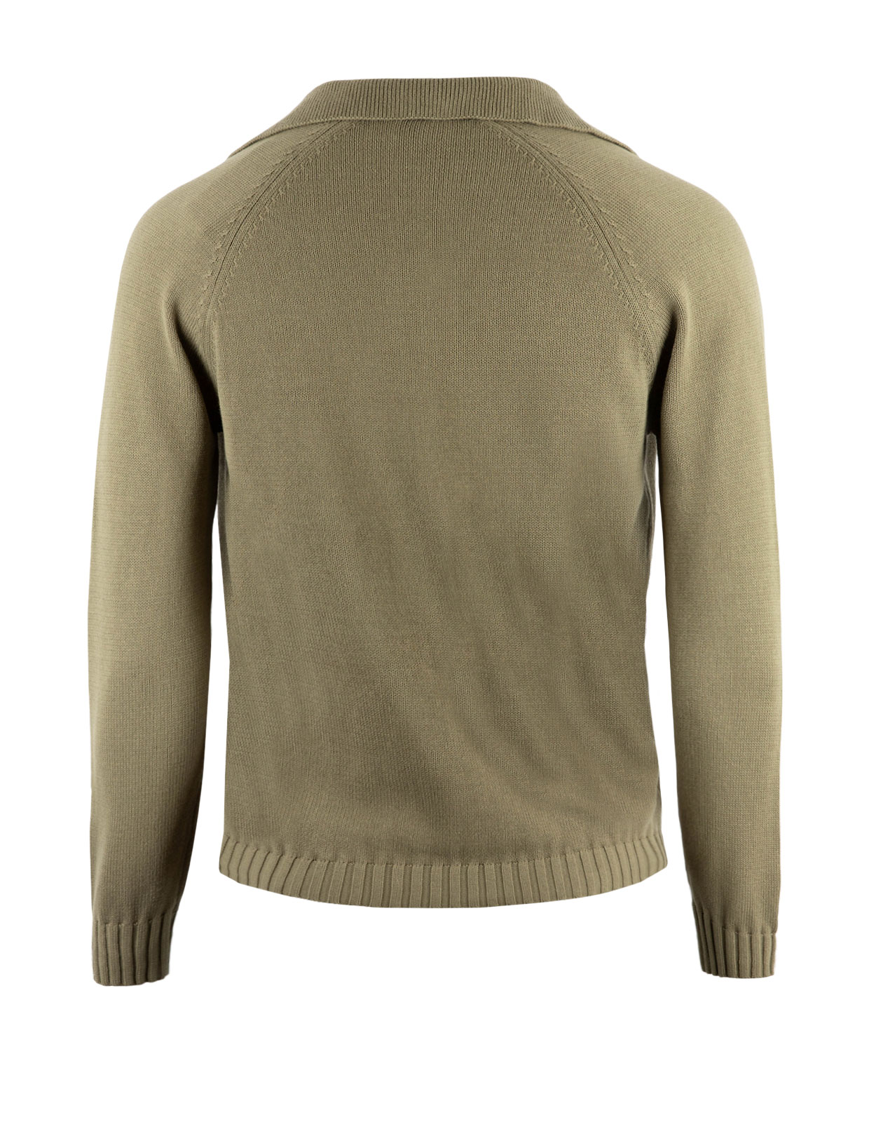 Sartorial Open Polo Långärmad Twisted Cotton Mossgrön