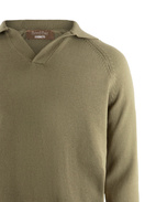 Sartorial Open Polo Långärmad Twisted Cotton Mossgrön