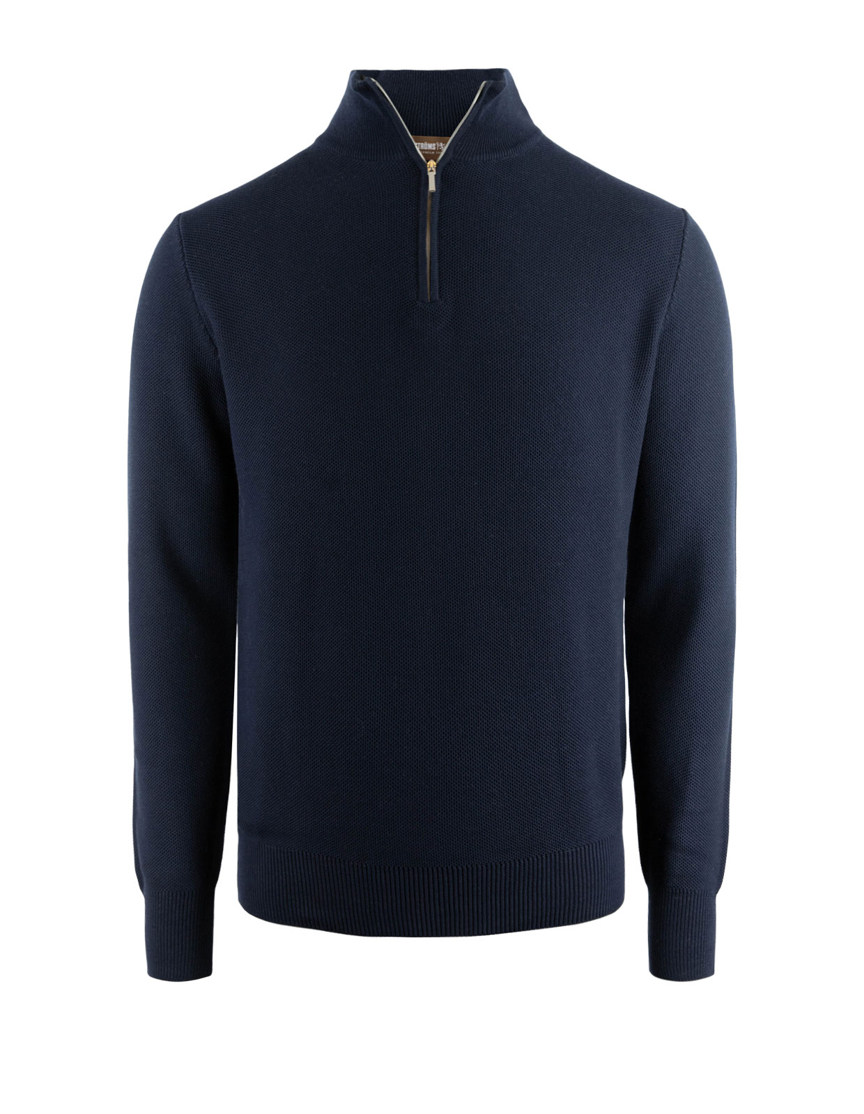 Half Zip Tröja Bomull Strukturstickad Navy