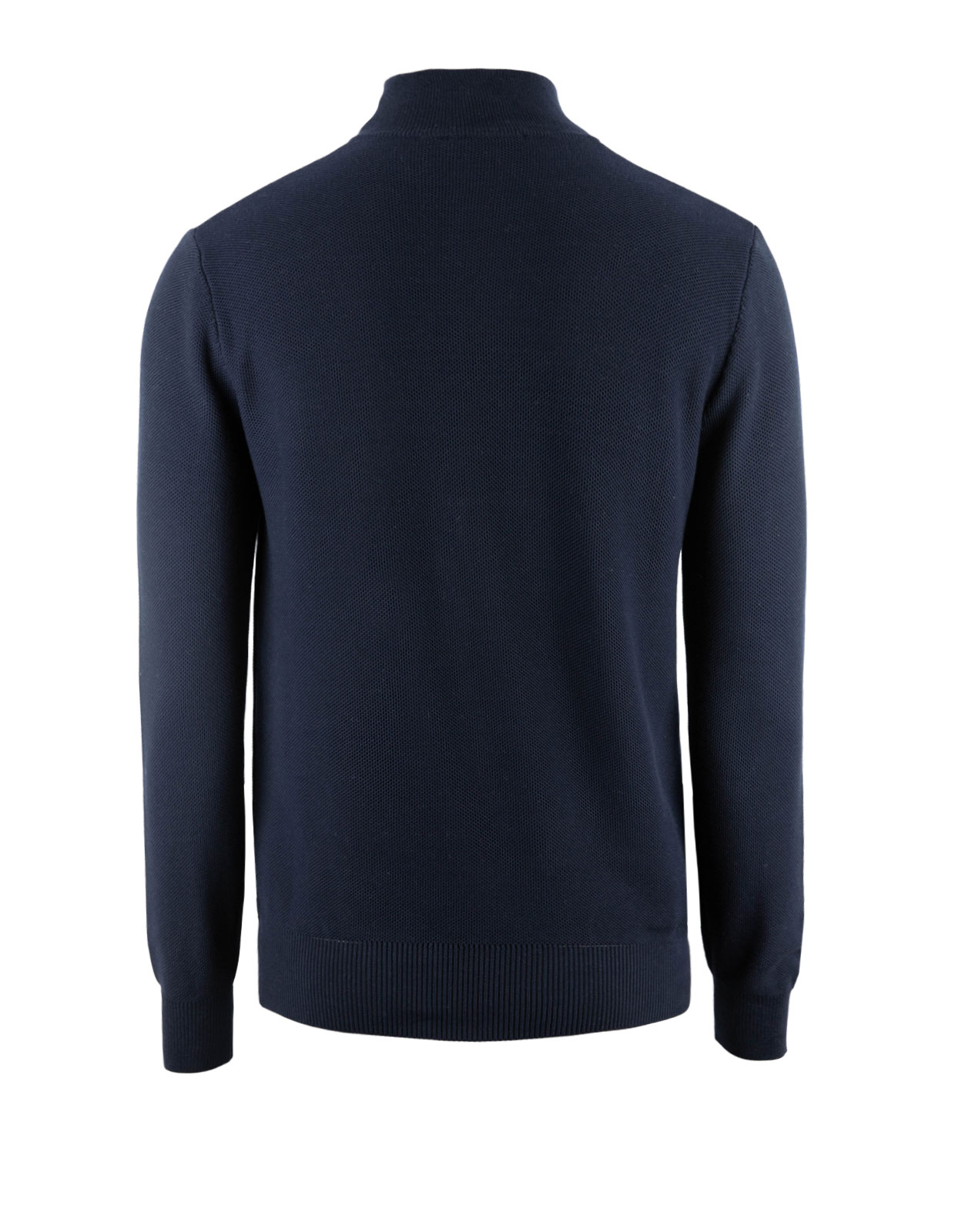 Half Zip Tröja Bomull Strukturstickad Navy
