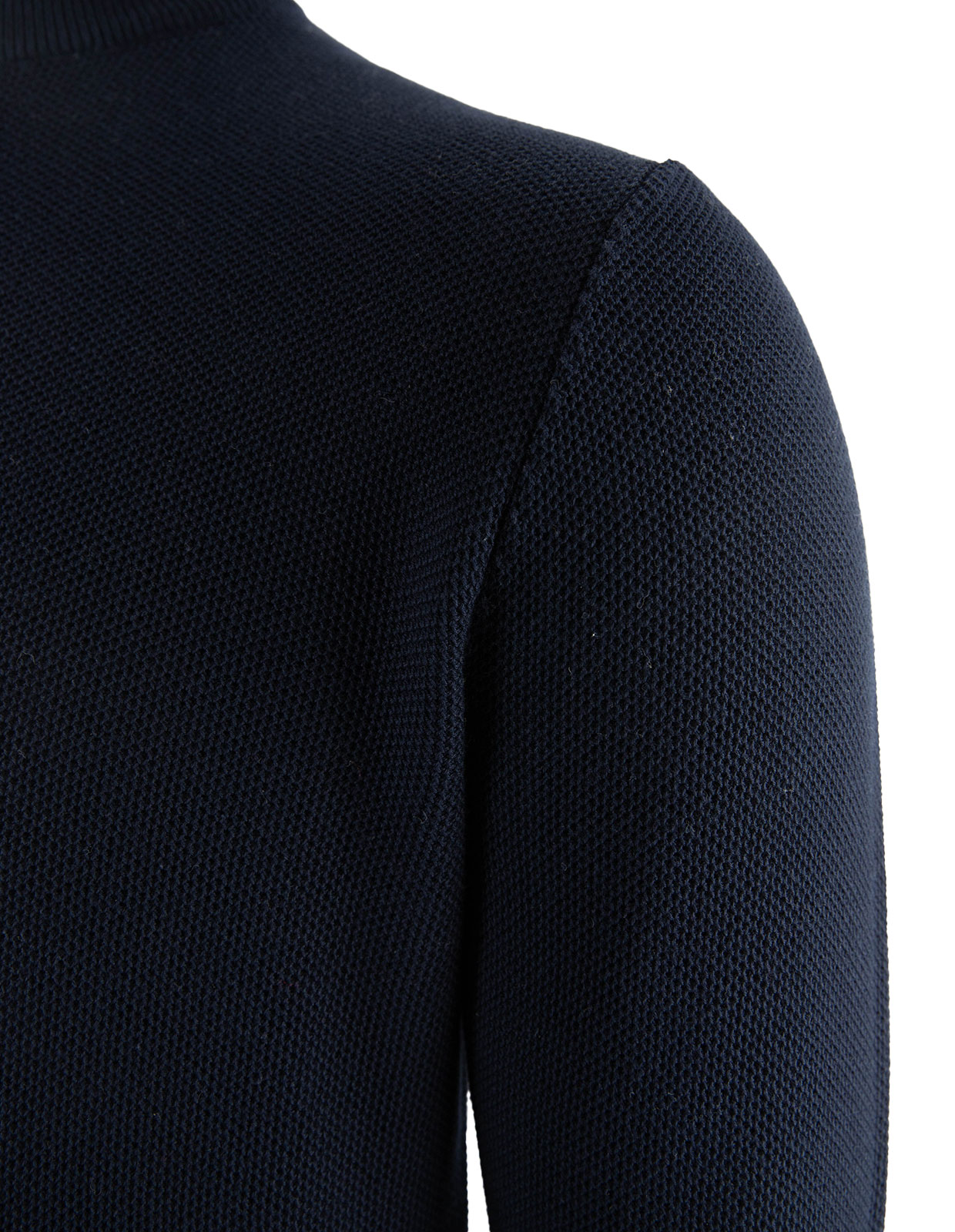 Half Zip Tröja Bomull Strukturstickad Navy