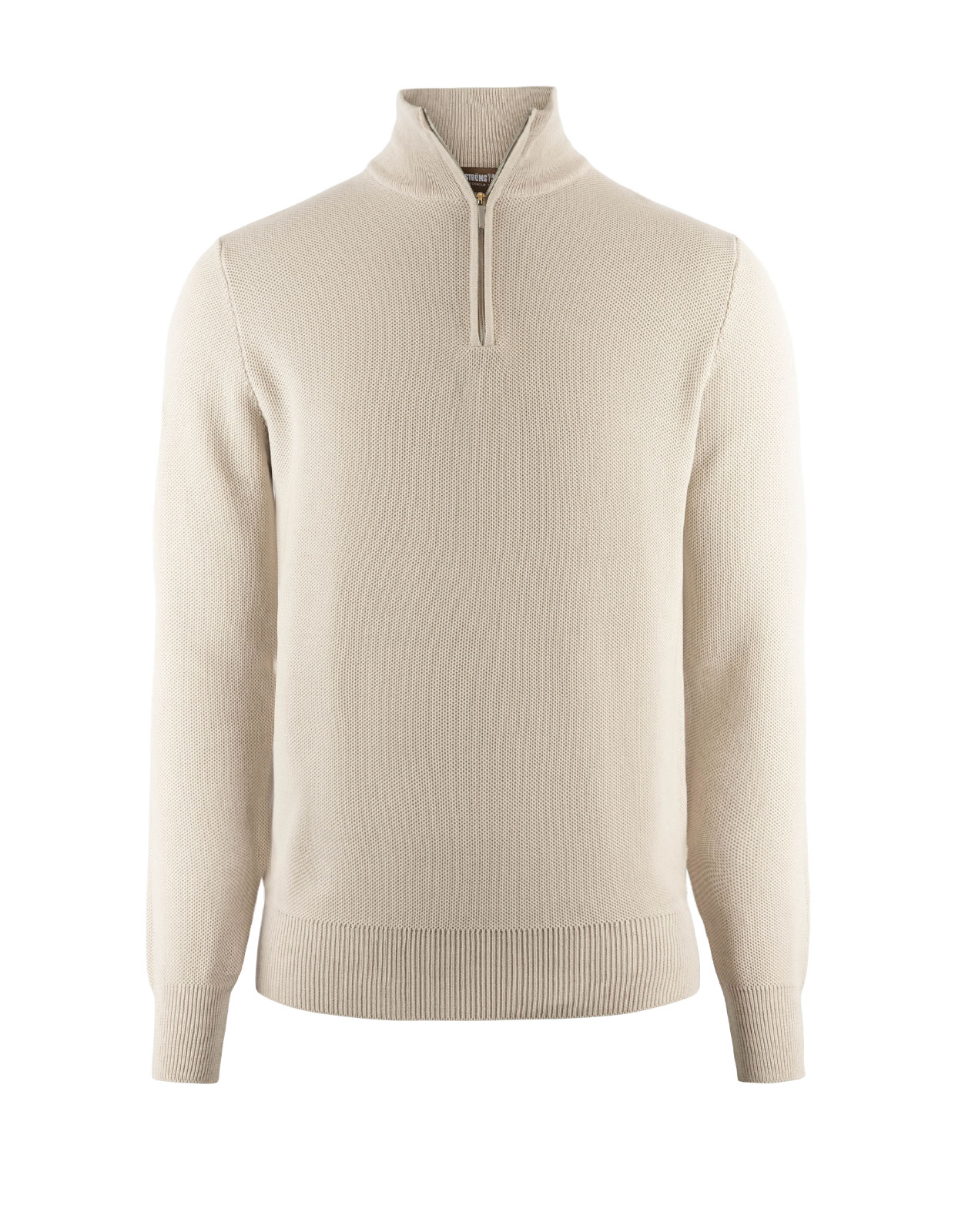 Half Zip Tröja Bomull Strukturstickad Beige