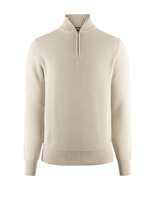 Half Zip Tröja Bomull Strukturstickad Beige