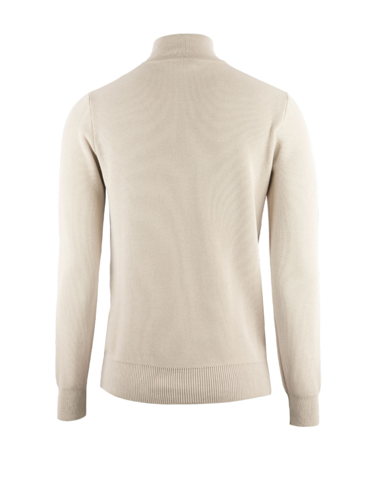 Half Zip Tröja Bomull Strukturstickad Beige