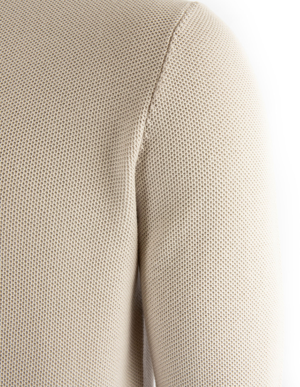 Half Zip Tröja Bomull Strukturstickad Beige