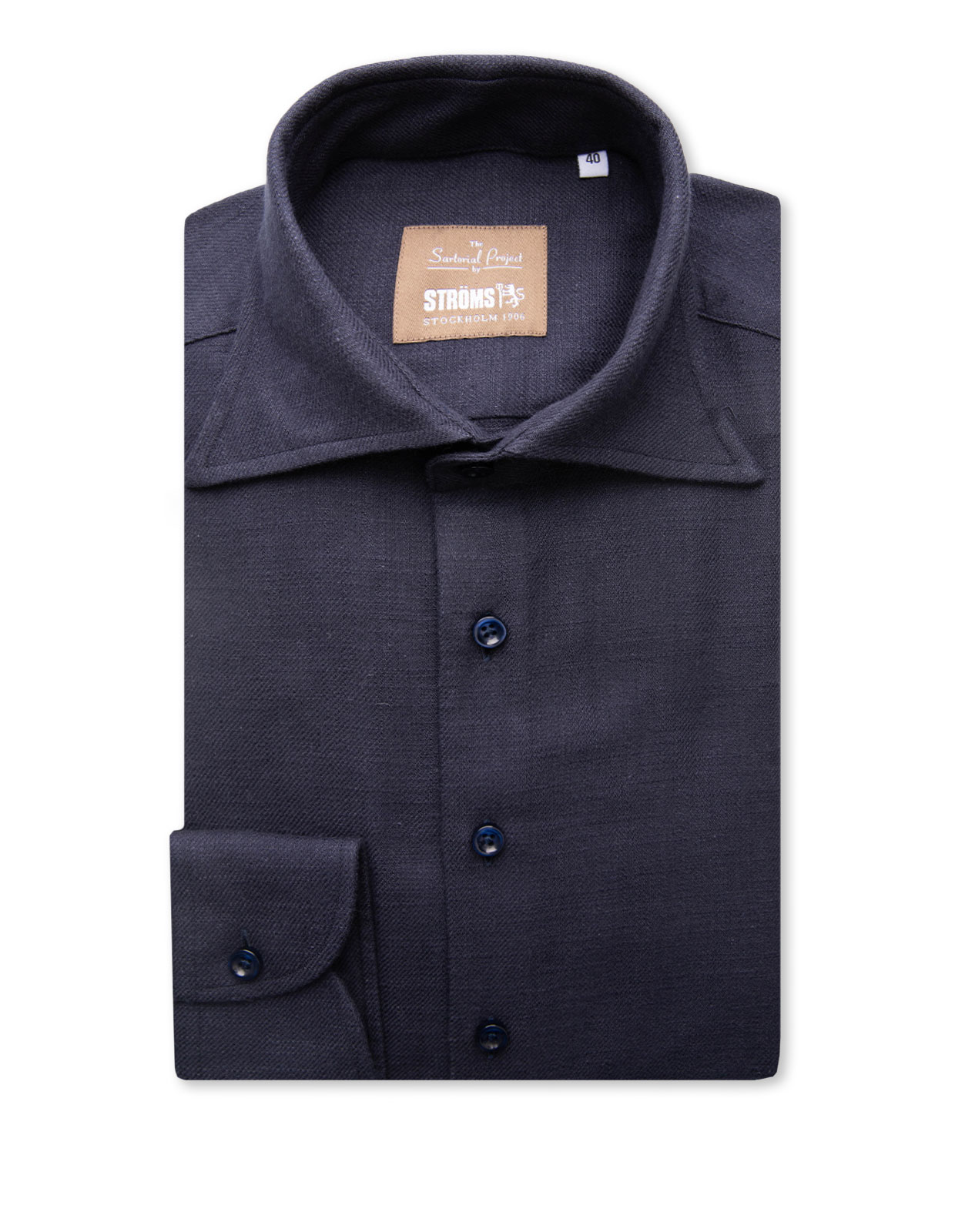 Sartorial Shirt Slub Cotton Navy 40