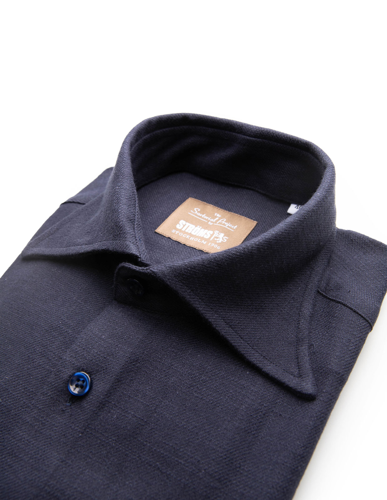Sartorial Shirt Slub Cotton Navy 40