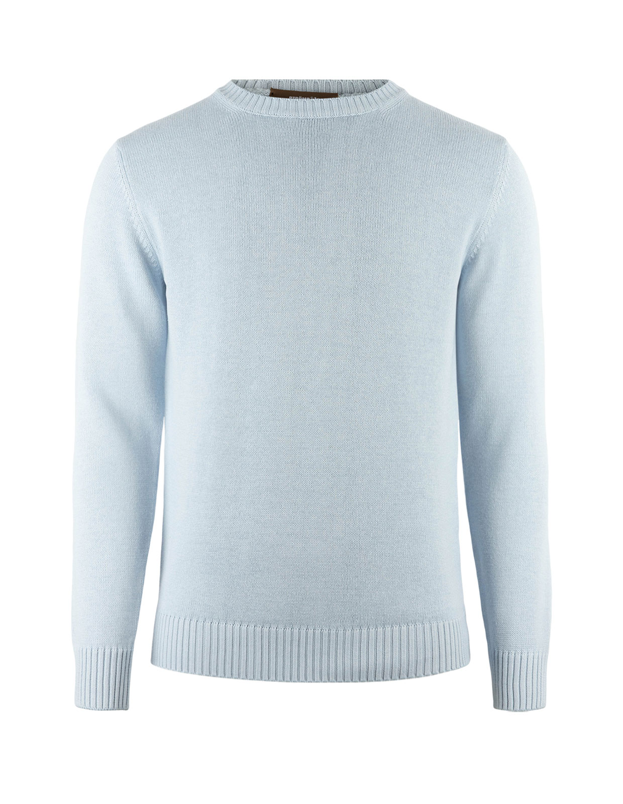Rundhals Chunky Tröja Bomull Ljusblå