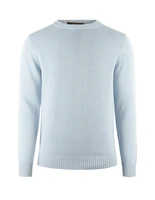 Rundhals Chunky Tröja Bomull Ljusblå