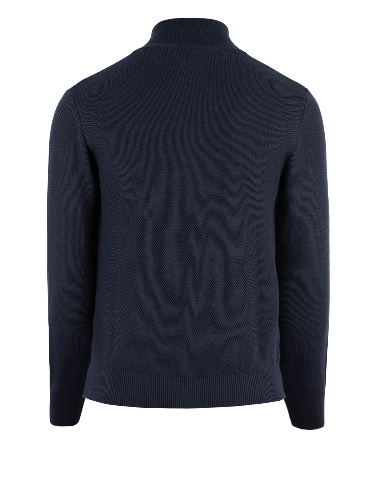 Zip-Cardigan Tröja Bomull Strukturstickad Navy