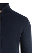 Zip-Cardigan Tröja Bomull Strukturstickad Navy
