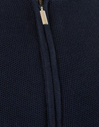 Zip-Cardigan Tröja Bomull Strukturstickad Navy