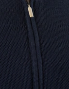 Zip-Cardigan Tröja Bomull Strukturstickad Navy