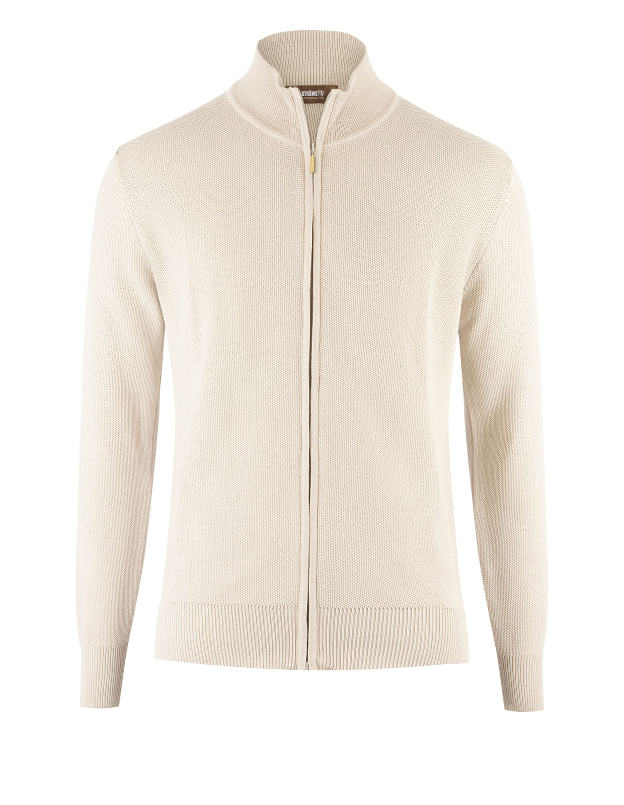 Zip-Cardigan Tröja Bomull Strukturstickad Beige