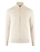 Zip-Cardigan Tröja Bomull Strukturstickad Beige
