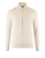 Zip-Cardigan Tröja Bomull Strukturstickad Beige