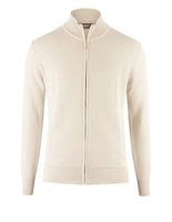 Zip-Cardigan Tröja Bomull Strukturstickad Beige