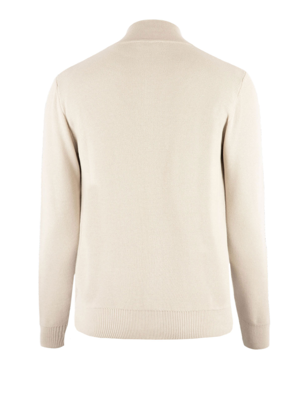 Zip-Cardigan Tröja Bomull Strukturstickad Beige