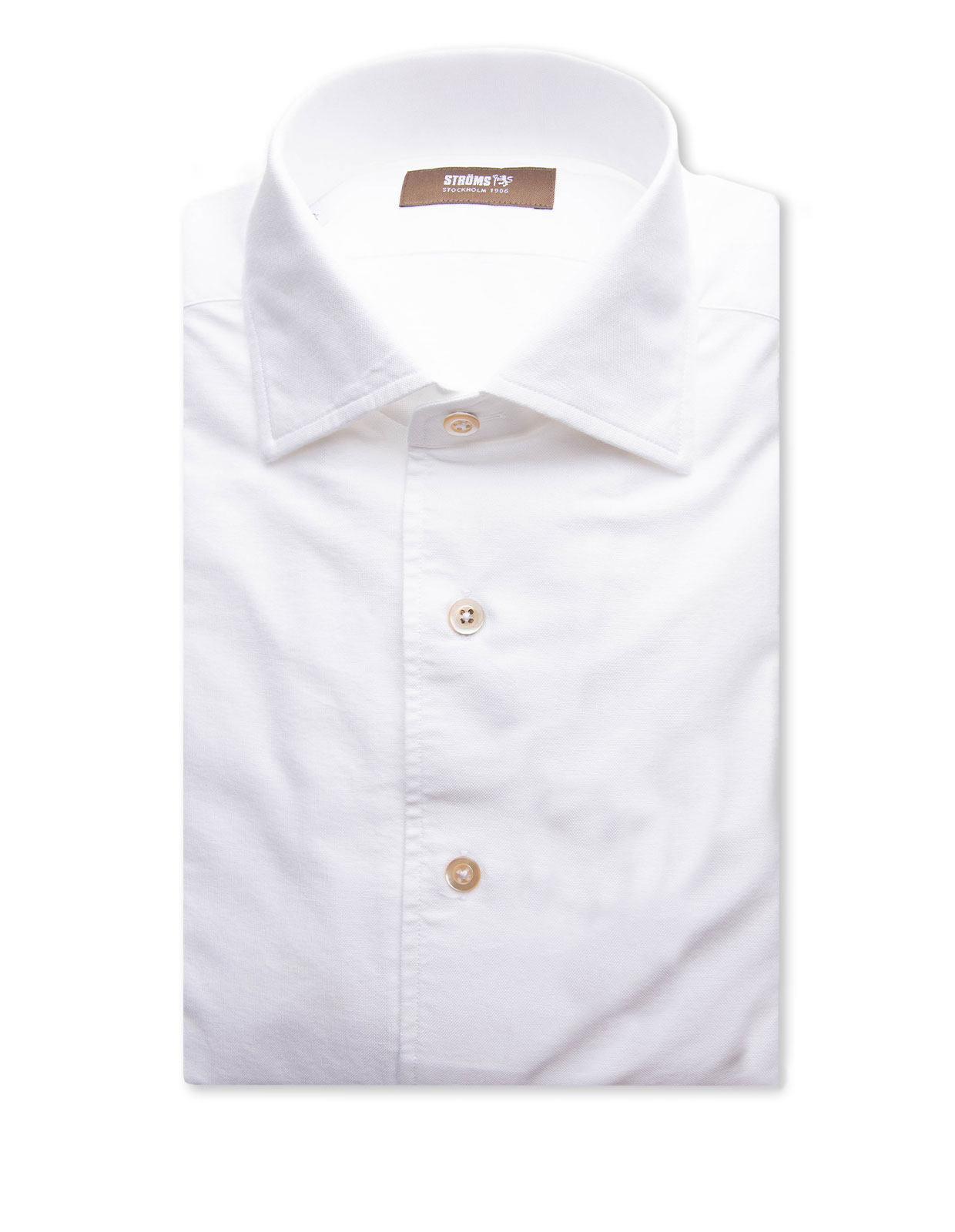 Casual Fit Skjorta Helskuren Krage Oxford Bomull Vit