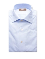 Casual Fit Skjorta Helskuren Krage Oxford Bomull Ljusblå