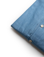Casual Fit Jeansskjorta Helskuren Krage Denim Blå