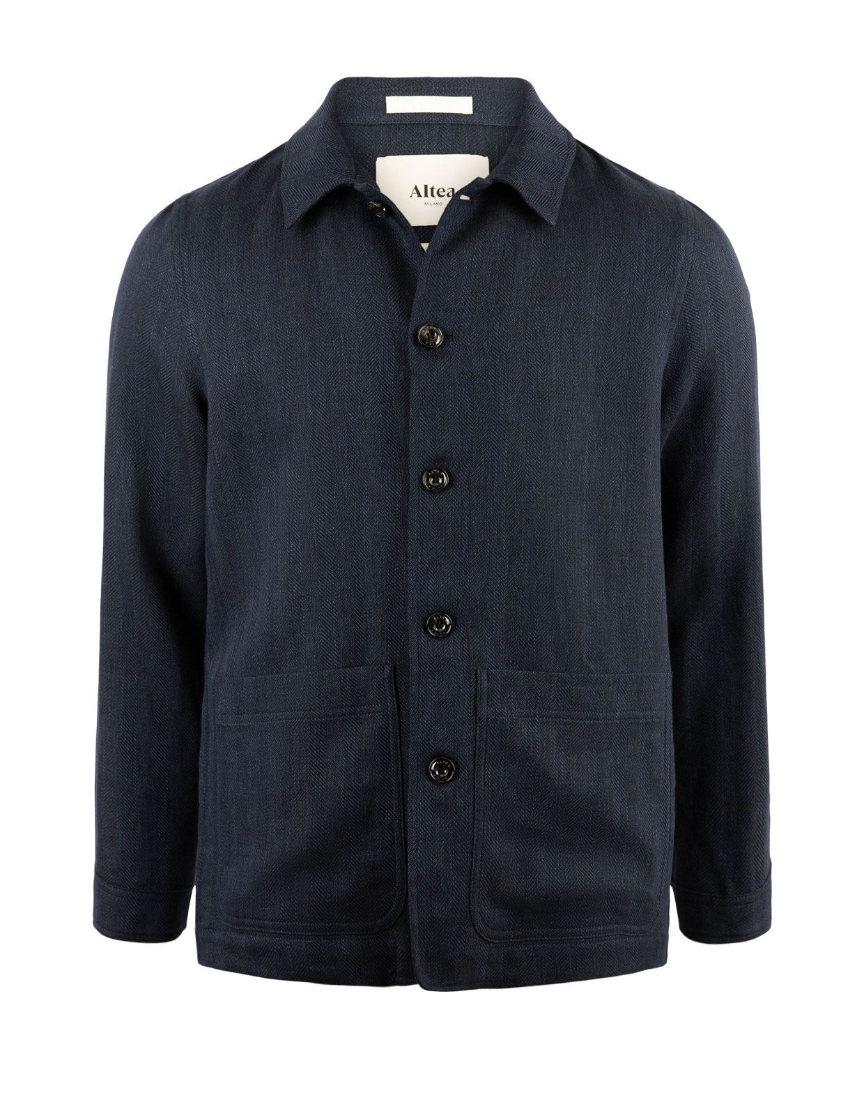 Cameron Overshirt Linne Ull Fiskben Marinblå