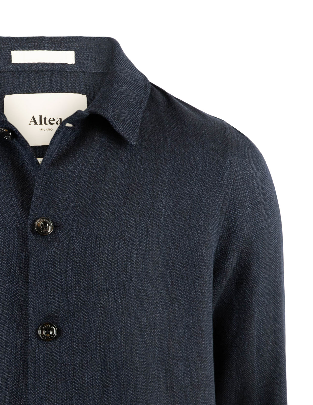 Cameron Overshirt Linne Ull Fiskben Marinblå