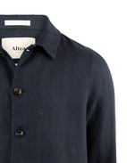 Cameron Overshirt Linne Ull Fiskben Marinblå