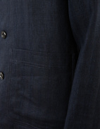 Cameron Overshirt Linne Ull Fiskben Marinblå
