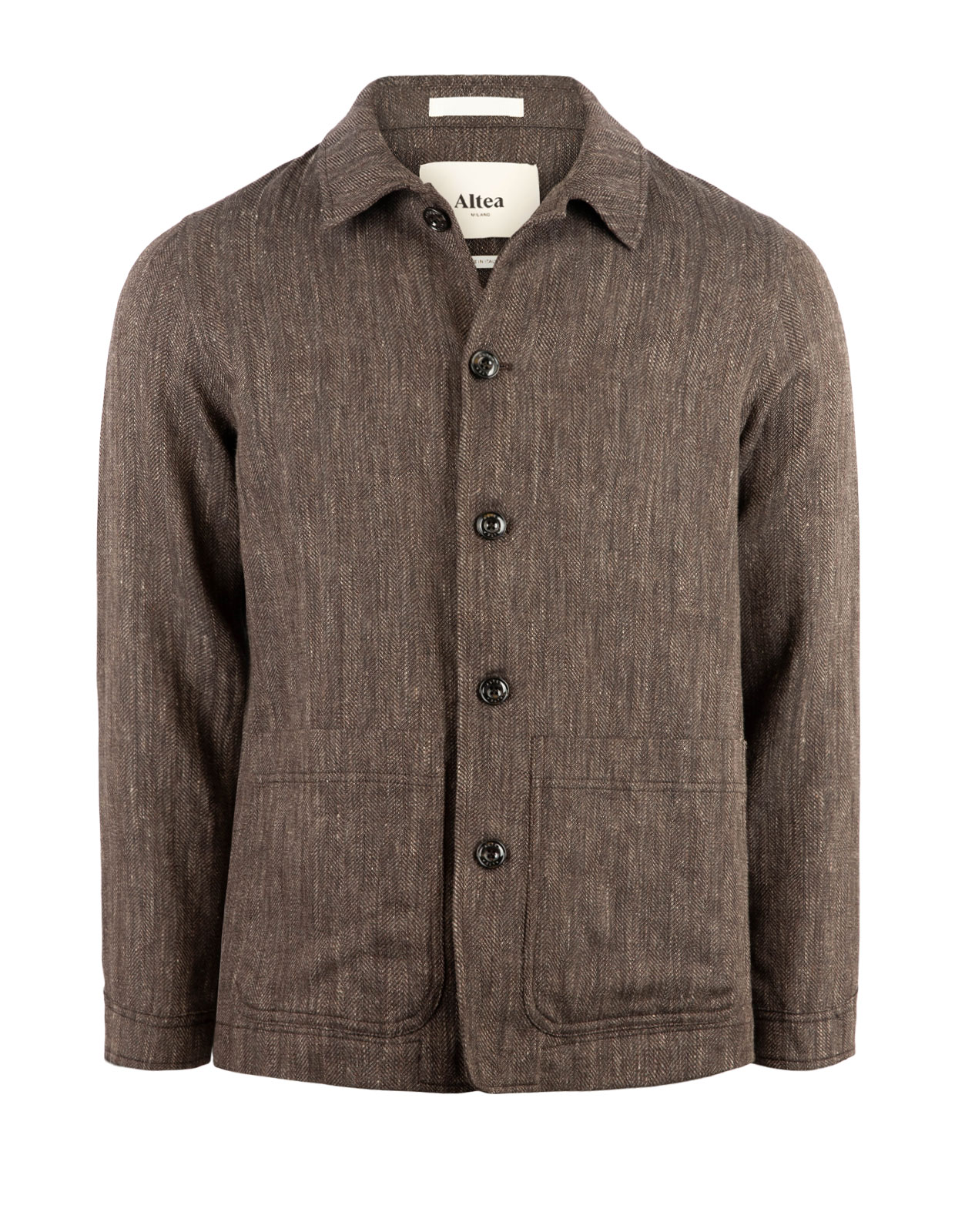 Cameron Overshirt Linne Ull Fiskben Brun