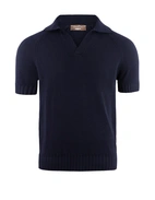 Sartorial Open Polo Twisted Cotton Navy