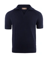 Sartorial Open Polo Twisted Cotton Navy