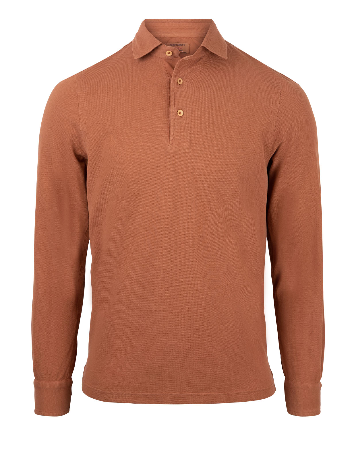 Polo Shirt Long Sleeve Vintage Cotton Camel